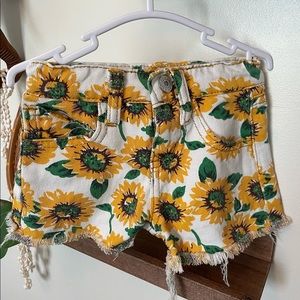 Distressed Sunflower Shorts